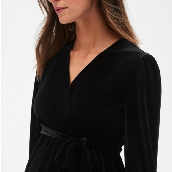 GAP Velour Velvet Black Maternity Dress XL - Picture 3 of 5